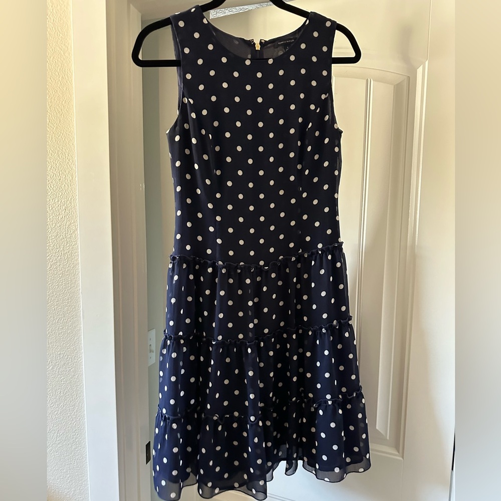 Tommy Hilfiger Navy and White Polka Dot Dress